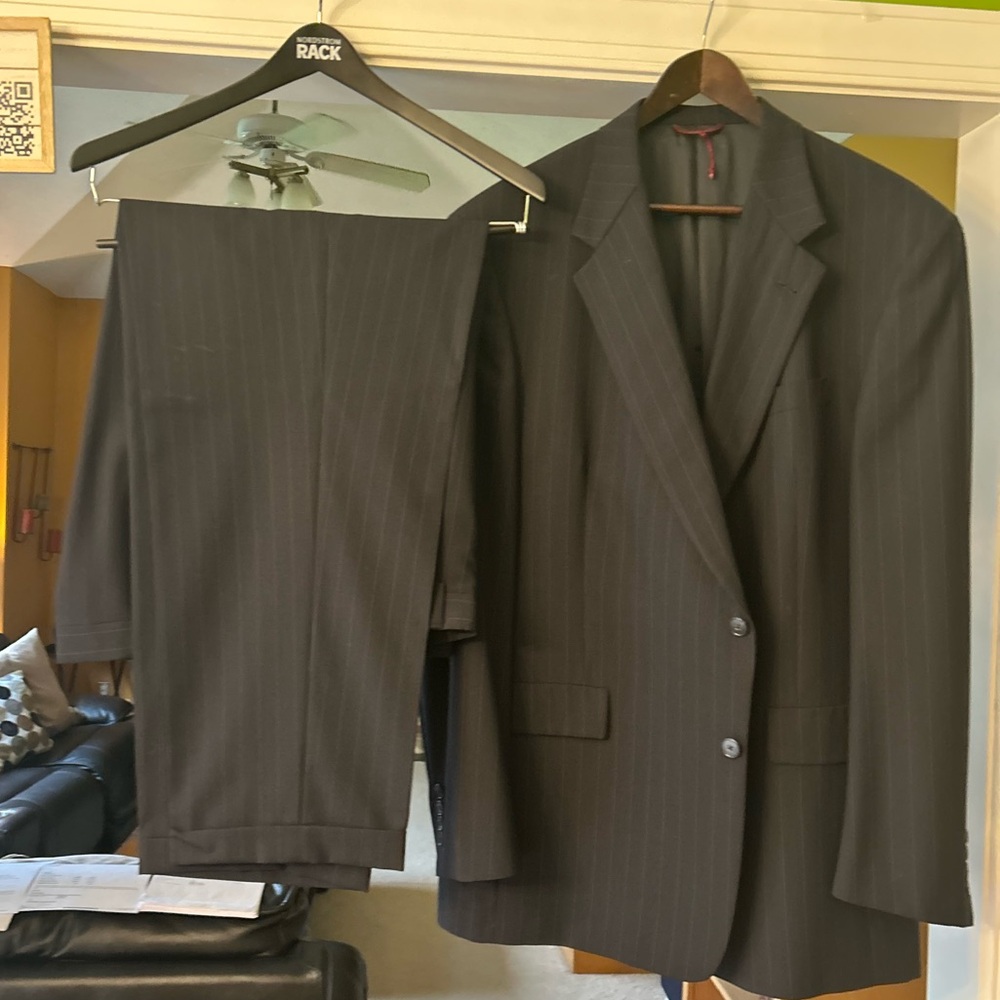 Men's Black Pinstripe Suit